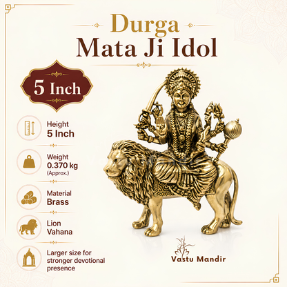 Durga Mata Ji Brass Idol | Vastu Remedy for Protection, Courage & Victory | 4–5 Inch | 200–370 g