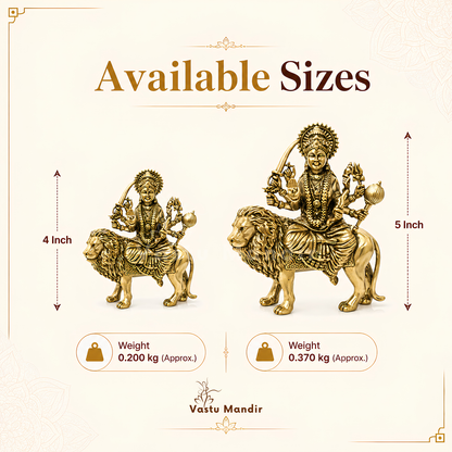 Durga Mata Ji Brass Idol | Vastu Remedy for Protection, Courage & Victory | 4–5 Inch | 200–370 g