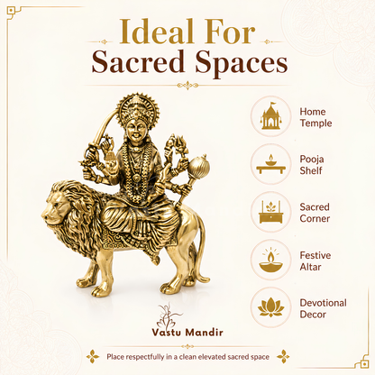 Durga Mata Ji Brass Idol | Vastu Remedy for Protection, Courage & Victory | 4–5 Inch | 200–370 g