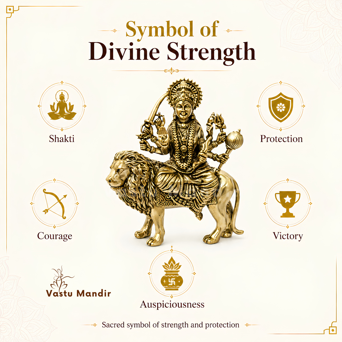 Durga Mata Ji Brass Idol | Vastu Remedy for Protection, Courage & Victory | 4–5 Inch | 200–370 g