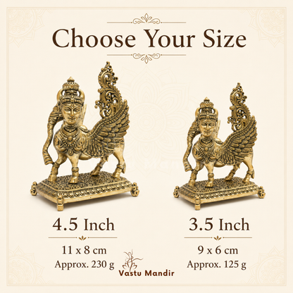 Flying Kamdhenu cow brass idol size comparison of the two flying Kamdhenu cow idols