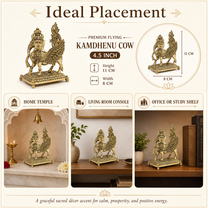 Flying Kamdhenu Cow Idol | Vastu Remedy for Prosperity, Abundance & Harmony | 2 Sizes