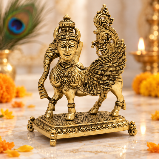 Flying Kamdhenu Cow Idol | Vastu Remedy for Prosperity, Abundance & Harmony | 3.5–4.5 Inch | 125–230 g