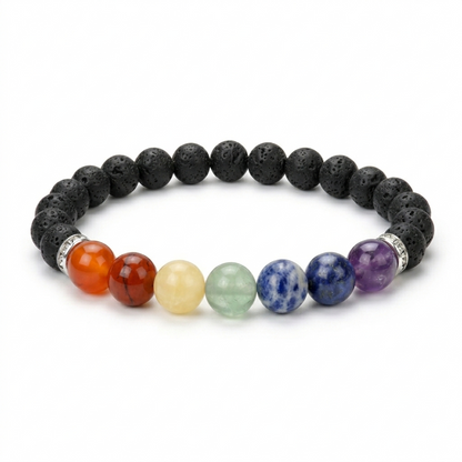 7 Chakra Healing Bracelet with Lava Stone | 100% Pure Natural Authentic Premium Root Chakra Balancer —  Vastu Remedy Feng Shui By Vastu Mandir