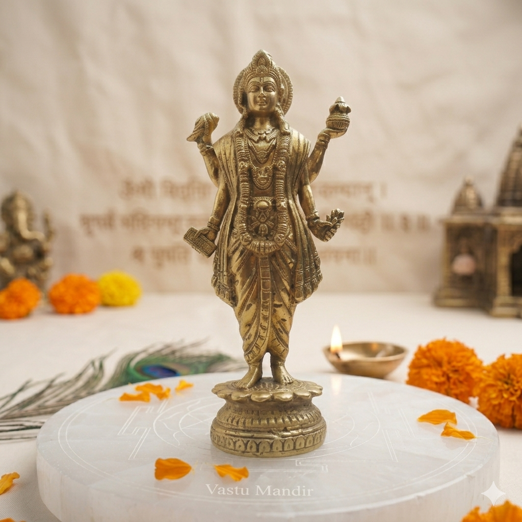 Brass Dhanvantri Idol – Vastu Remedy for Health, Healing & Vitality | East Direction Ayurveda Activator | 6 x 13 cm | 160 g