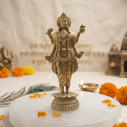 Brass Dhanvantri Idol – Vastu Remedy for Health, Healing & Vitality | East Direction Ayurveda Activator | 6 x 13 cm | 160 g