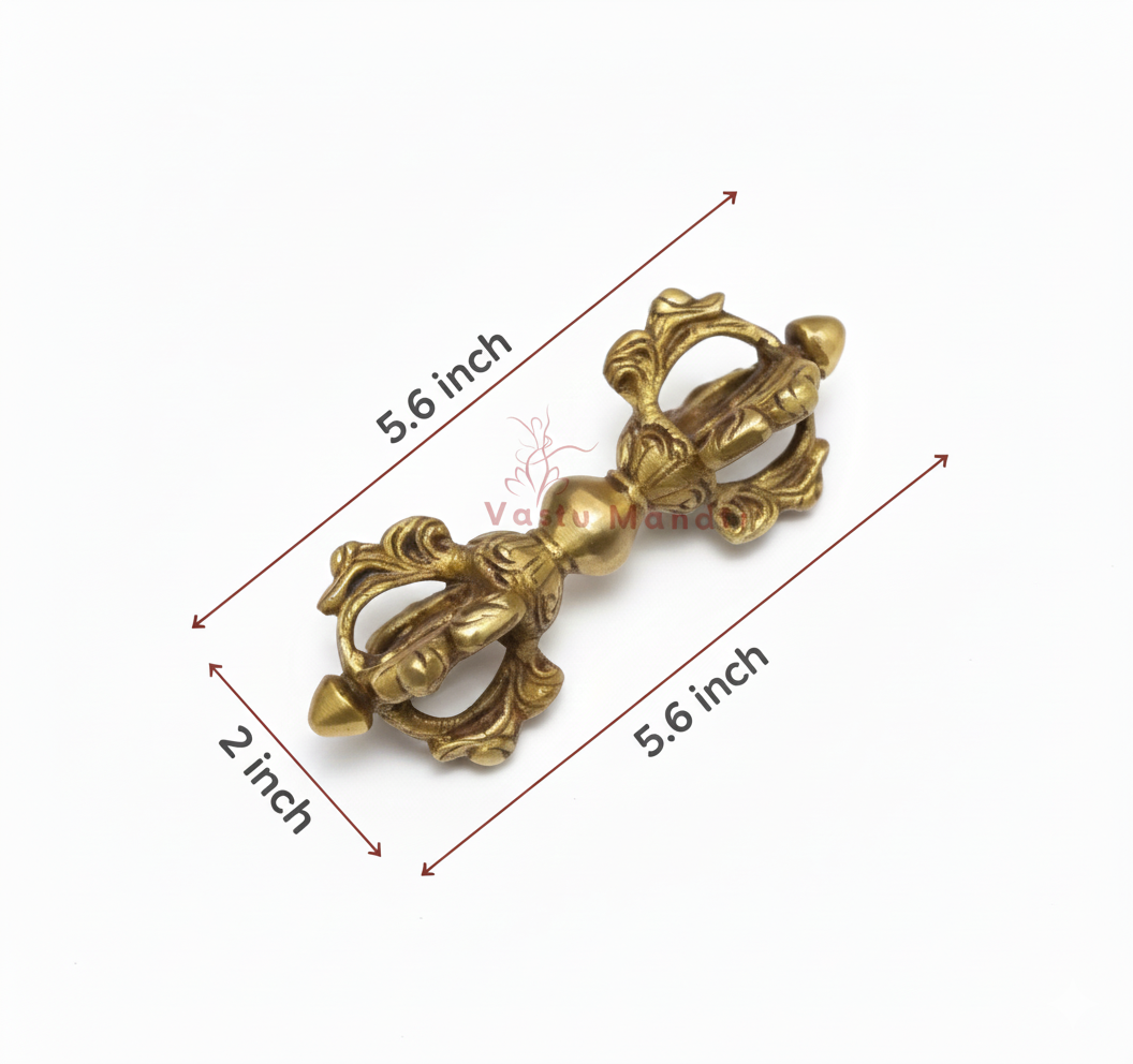Small Brass Vajra – 100% Pure Brass Buddhist Dorje for Positive Energy, Meditation & Vastu Protection by Vastu Mandir