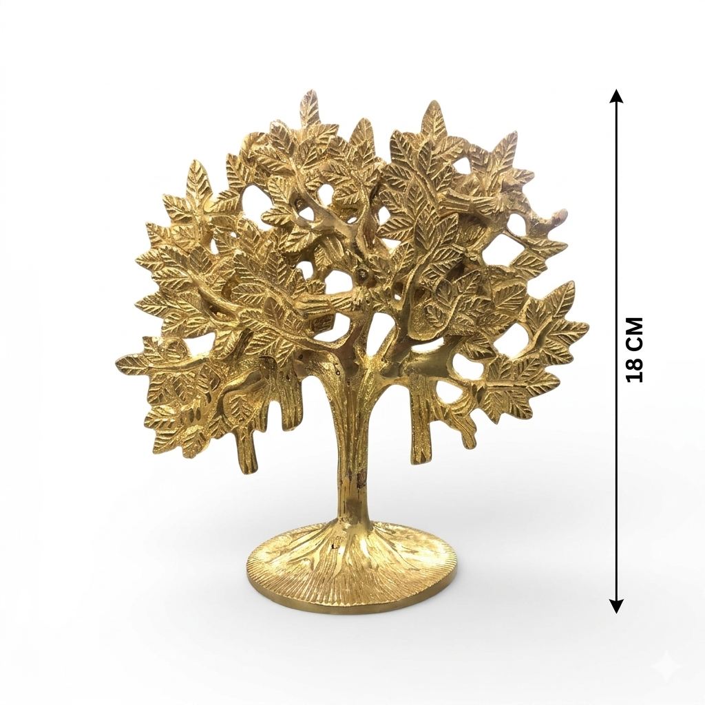 Brass Kalpavriksha Tree | Vedic Vastu Sculpture for Wishes, Prosperity & Sacred Energy | 18 cm | 580 g