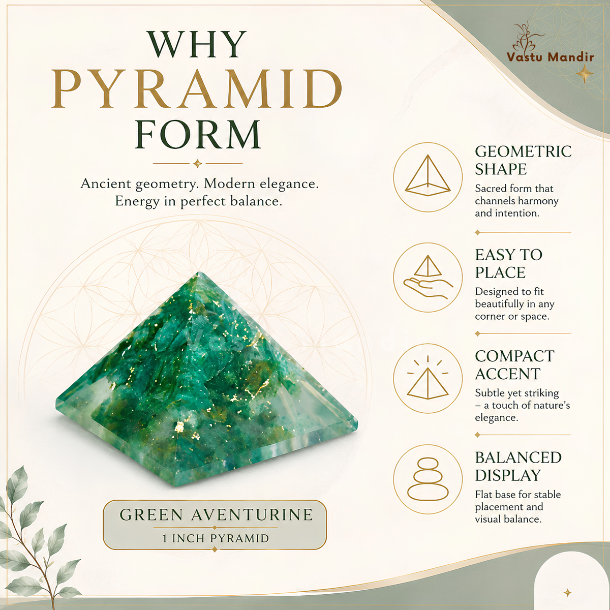 Green Aventurine Orgone Pyramid, orgonite – alternate product view with the full pyramid visible