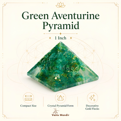 Green Aventurine Orgone Pyramid, orgonite – front-right angled view showing the opposite side
