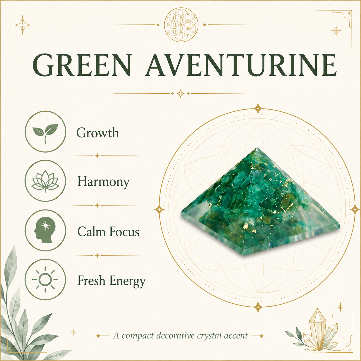 Green Aventurine Orgone Pyramid | Vastu Remedy for Business Growth, Wealth Attraction & EMF Protection | 1 Inch | 20 g