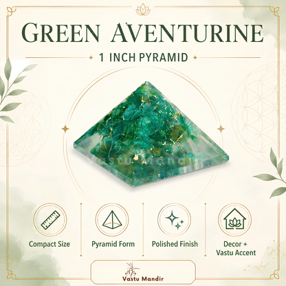 Green Aventurine Orgone Pyramid, orgonite – detail view of the base and layered construction