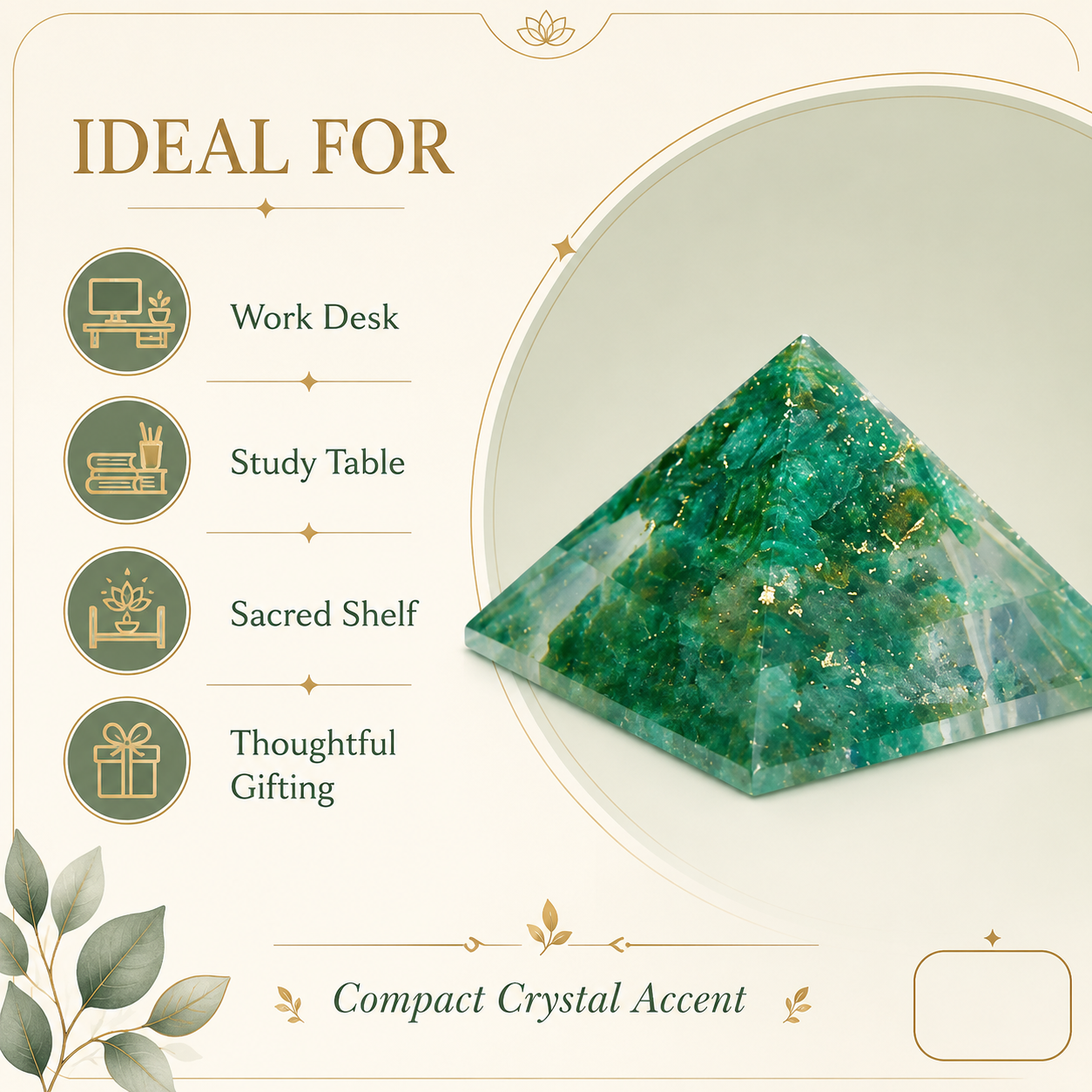 Green Aventurine Orgone Pyramid | Vastu Remedy for Business Growth, Wealth Attraction & EMF Protection | 1 Inch | 20 g