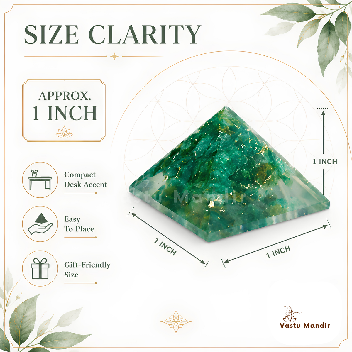 Green Aventurine Orgone Pyramid, orgonite – styled product display with the pyramid as the focus