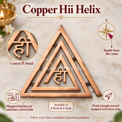 Copper Hii (ही) Helix – Vastu Remedy for South-East Kitchen & Main Door Defects | Fire Correction Support | 4 & 6 Inch