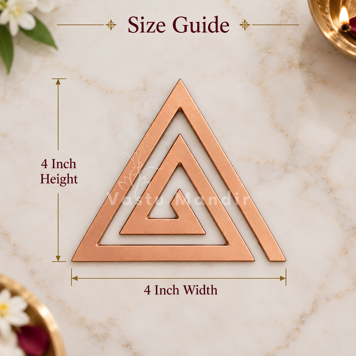 Copper Triangle Helix – Vastu Remedy for South-East Direction Correction | Kitchen & Main Door Balance | 4 & 6 Inch