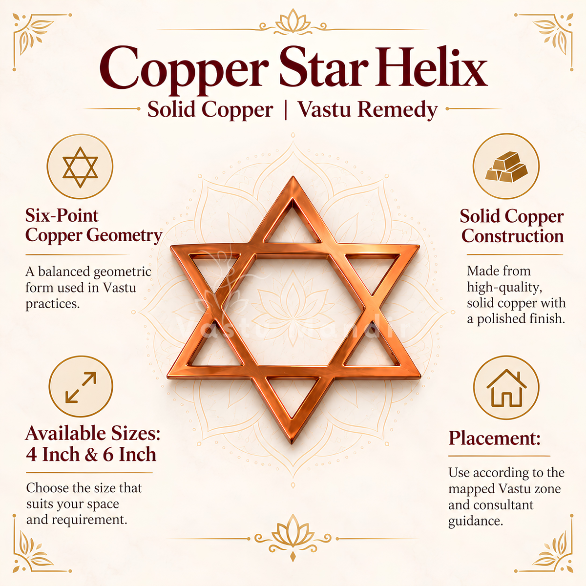 Copper Star Helix – Vastu Remedy for North-East Direction Correction | Spiritual Zone Activation | 4 & 6 Inch