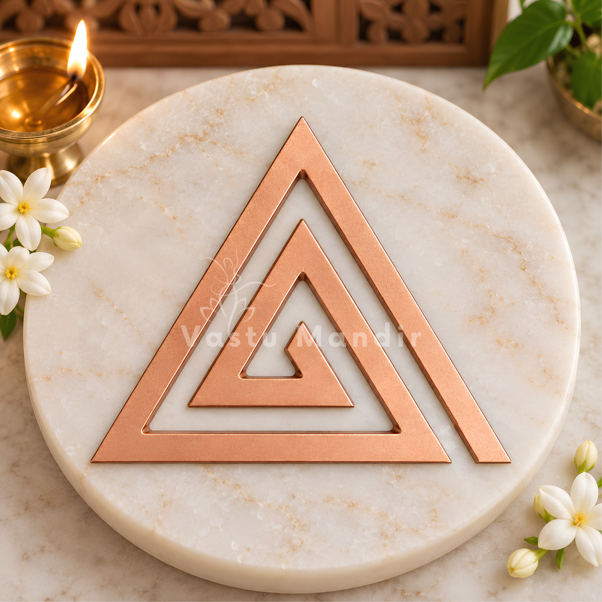 Copper Triangle Helix – Vastu Remedy for South-East Direction Correction | Kitchen & Main Door Balance | 4 & 6 Inch