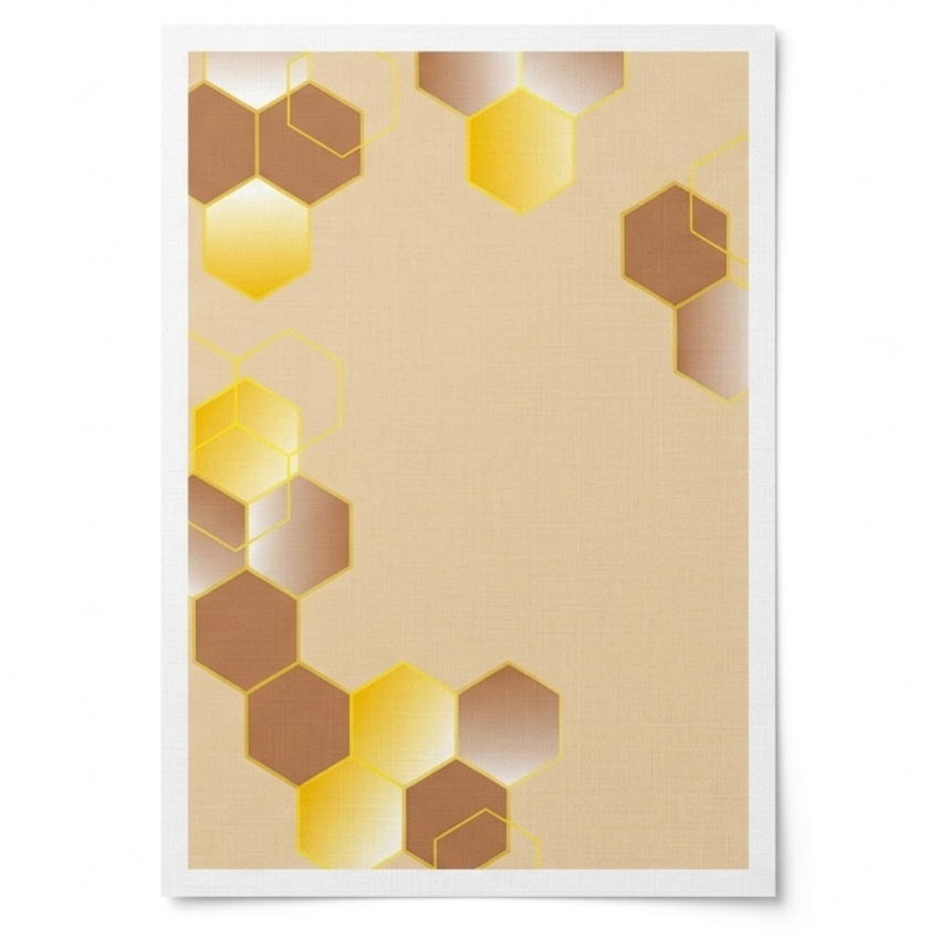 Artwork with geometric hexagonal pattern on a beige background