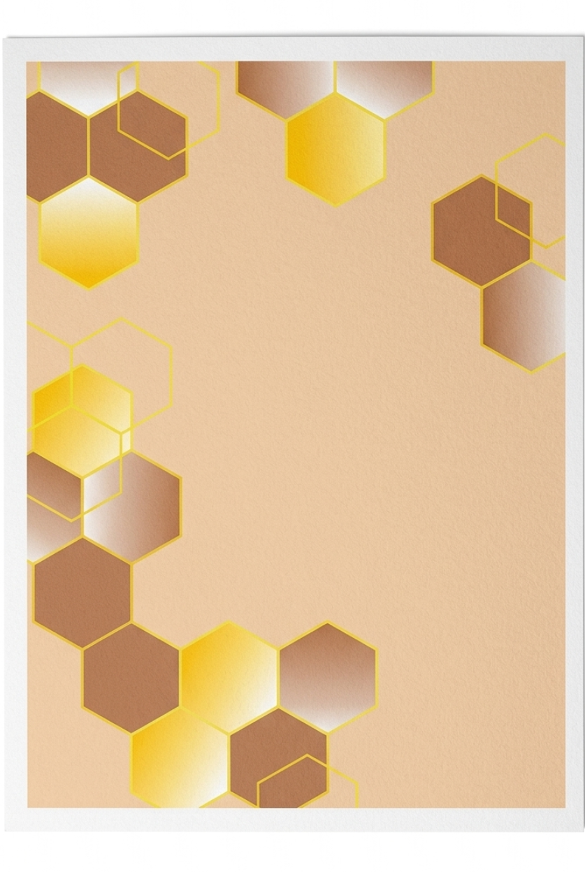 Decorative wall art with hexagonal pattern on a beige background