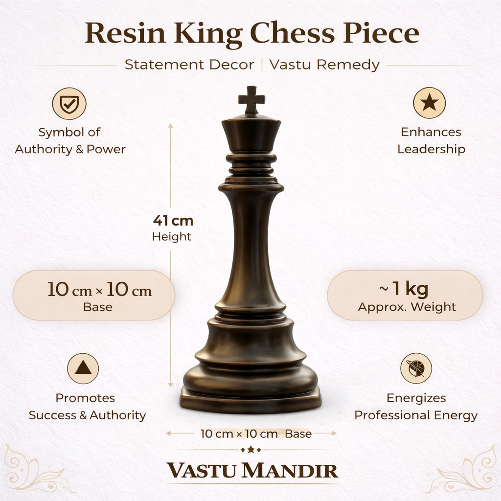 Resin king chess piece with features and dimensions on a white background