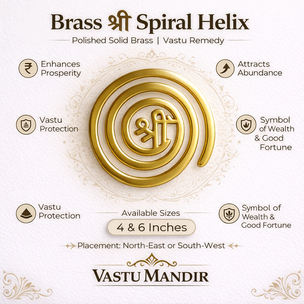 Brass Sri Spiral Helix with Vastu properties on a white background