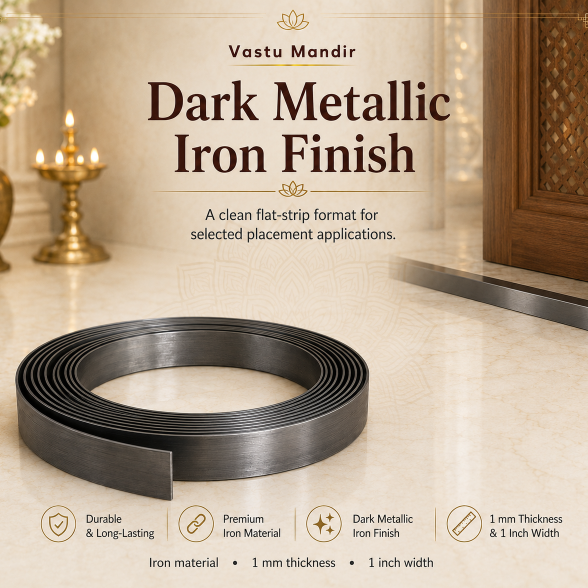 Heavy-Duty Iron Metal Strip – Vastu Remedy for Fire Zone & Structural Corrections | Ideal for Extensions, Toilets & Door Thresholds | 0.5 & 1 mm Thickness | 8-100 Ft Lengths