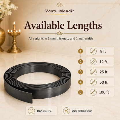 Heavy-Duty Iron Metal Strip – Vastu Remedy for Fire Zone & Structural Corrections | Ideal for Extensions, Toilets & Door Thresholds | 0.5 & 1 mm Thickness | 8-100 Ft Lengths