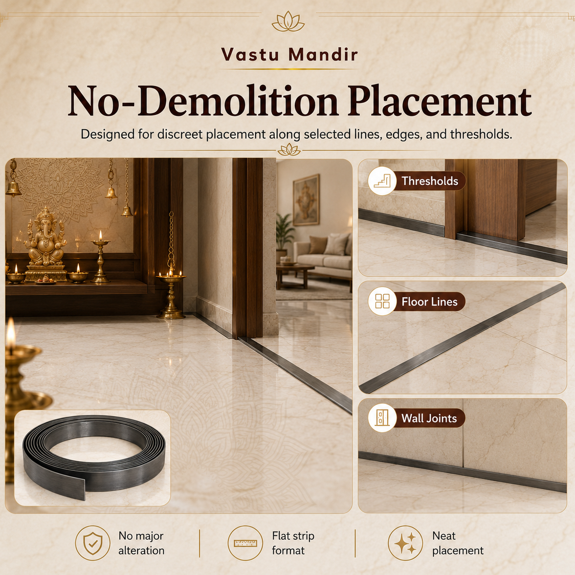 Heavy-Duty Iron Metal Strip – Vastu Remedy for Fire Zone & Structural Corrections | Ideal for Extensions, Toilets & Door Thresholds | 0.5 & 1 mm Thickness | 8-100 Ft Lengths