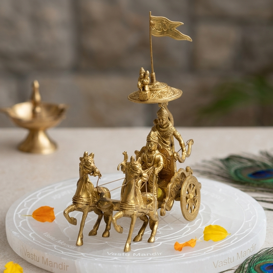 Krishna and Arjuna's 2-Horse Rath Statue