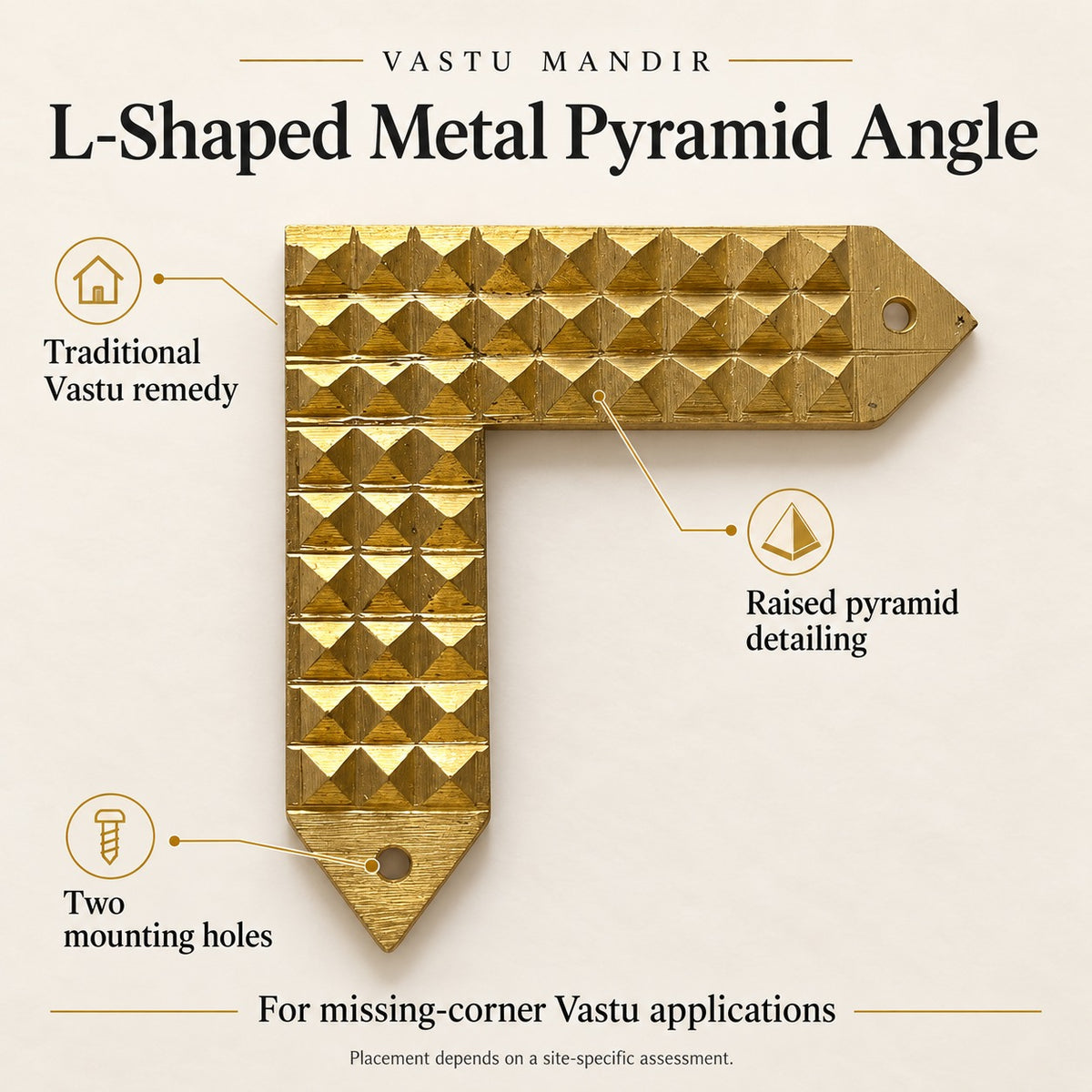 L-Shaped Metal Pyramid Angle Vastu Remedy for Missing Corner Correction and Directional Vastu Dosh Nivaran in Home, Office and Plot Spaces | 8.9 cm | 220 g