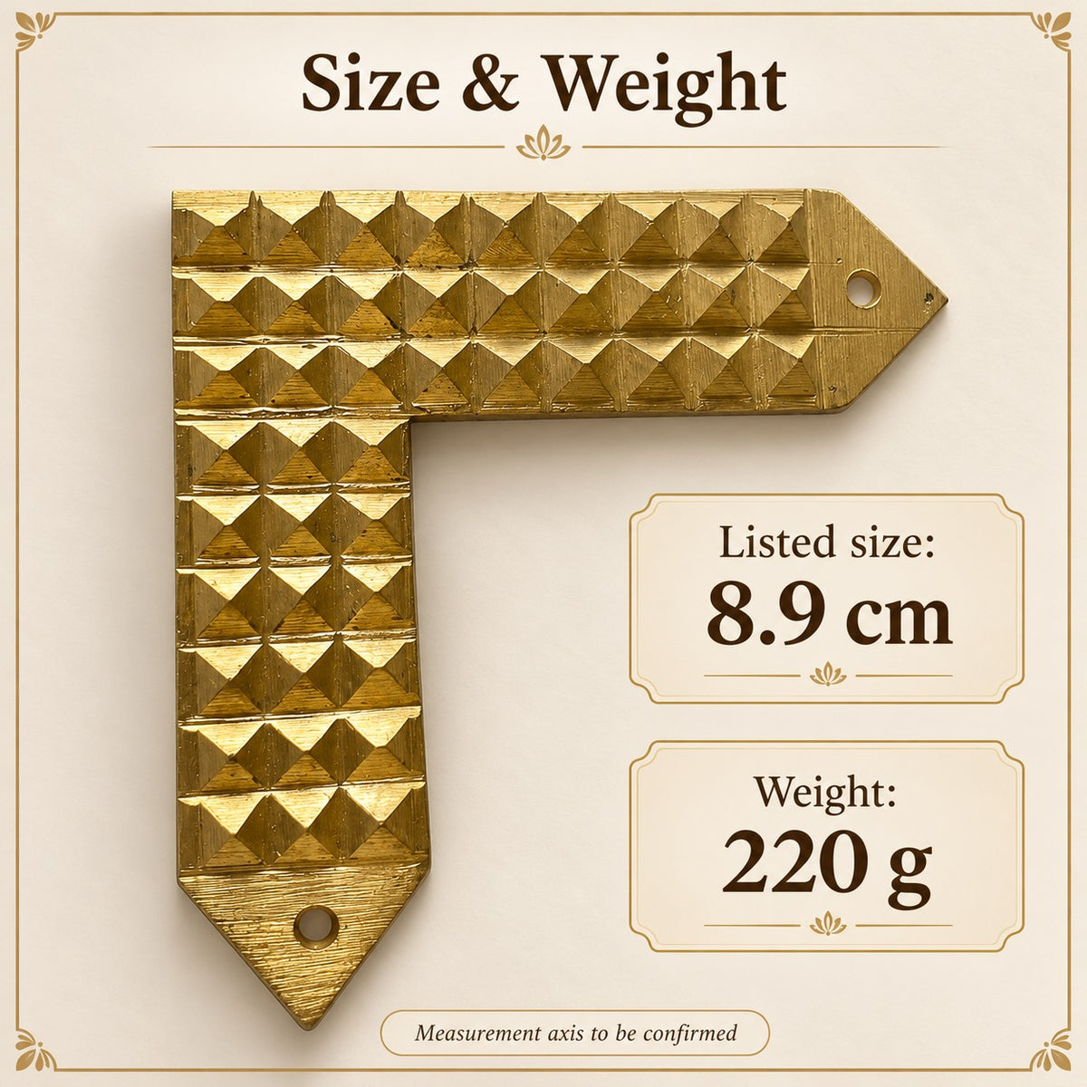 L-Shaped Metal Pyramid Angle Vastu Remedy for Missing Corner Correction and Directional Vastu Dosh Nivaran in Home, Office and Plot Spaces | 8.9 cm | 220 g
