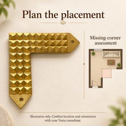 L-Shaped Metal Pyramid Angle Vastu Remedy for Missing Corner Correction and Directional Vastu Dosh Nivaran in Home, Office and Plot Spaces | 8.9 cm | 220 g