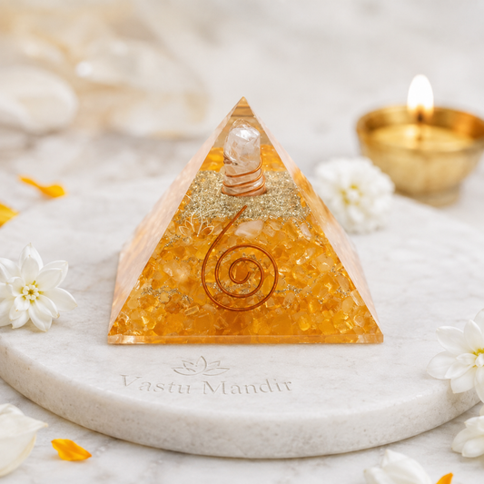 Natural Citrine Pyramid Vastu Remedy for Wealth Attraction, Abundance Flow and South East Dosh Correction for Home, Office and Prosperity Placement | 6.5 cm | 110 g