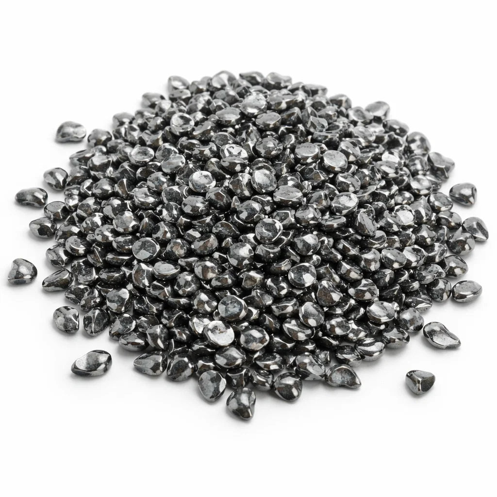 Pile of Natural Hematite Chips on a white background