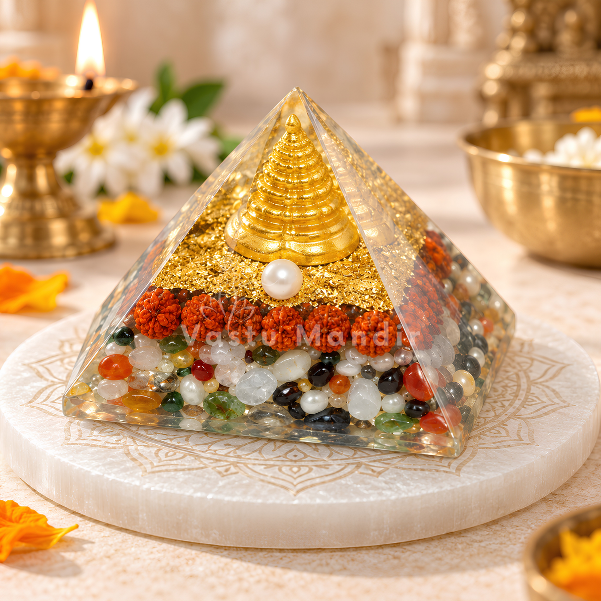 Navgrah Pyramid Vastu Remedy for Astro-Vastu Balance, Health, Wealth and Relationship Harmony for Home, Office and Zodiac Energy Support | 8 cm | 160 g