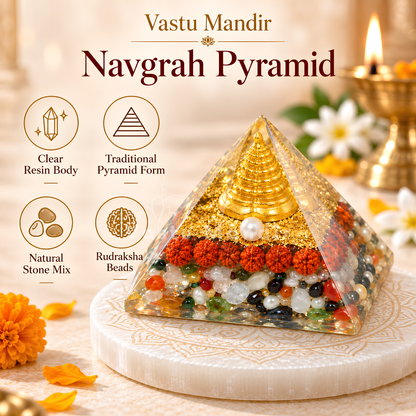 Navgrah Pyramid Vastu Remedy for Astro-Vastu Balance, Health, Wealth and Relationship Harmony for Home, Office and Zodiac Energy Support | 8 cm | 160 g