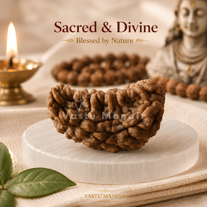 Certified 1 Mukhi Half Moon Rudraksha – Vastu Remedy for Leadership & Spiritual Enlightenment | Ideal for Crown Chakra & Top Floor Altars