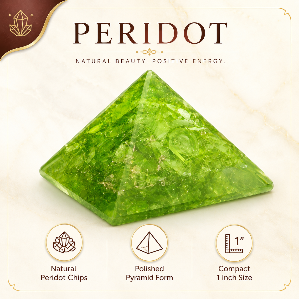 Peridot Orgone Pyramid | Vastu Remedy for Stress Relief, Abundance & Mental Clarity | 1 Inch | 20 g