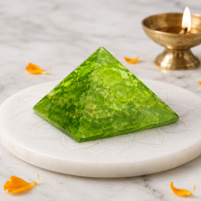 Peridot Orgone Pyramid | Vastu Remedy for Stress Relief, Abundance & Mental Clarity | 1 Inch | 20 g