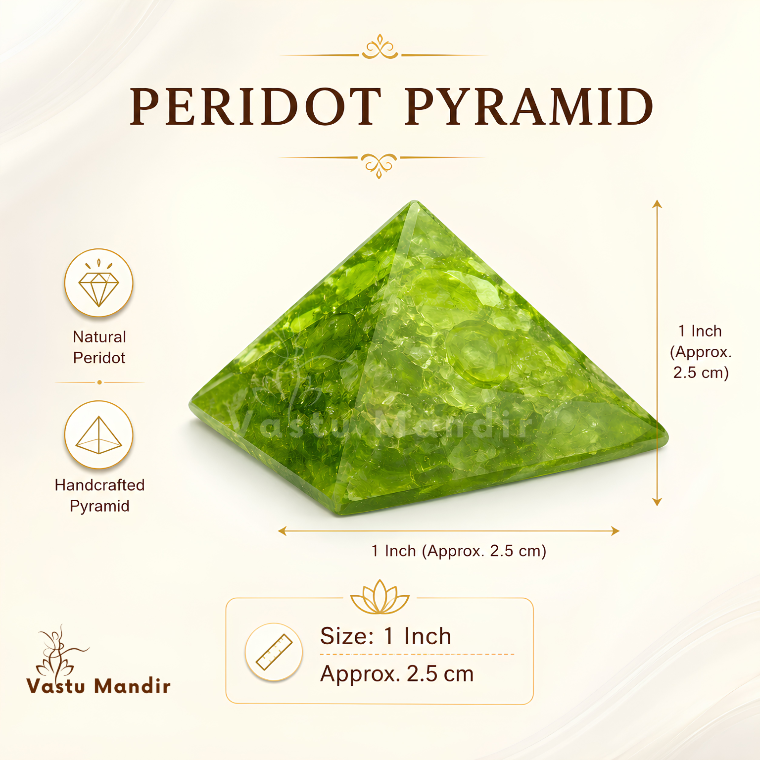 Peridot Orgone Pyramid, orgonite – close-up showing the surface finish and edges
