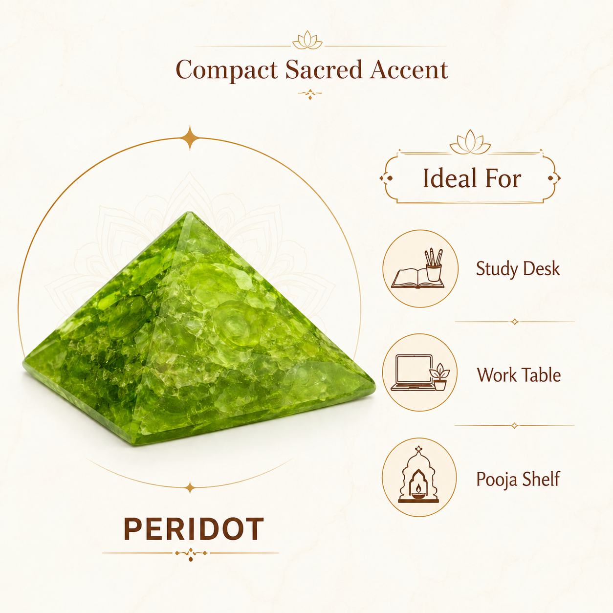 Peridot Orgone Pyramid | Vastu Remedy for Stress Relief, Abundance & Mental Clarity | 1 Inch | 20 g