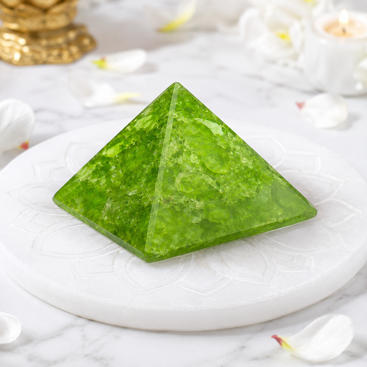 Peridot Orgone Pyramid | Vastu Remedy for Stress Relief, Abundance & Mental Clarity | 1 Inch | 20 g