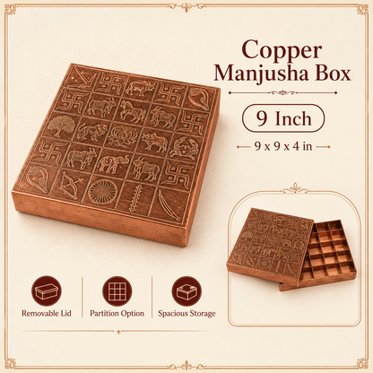 Pure Copper Manjusha Box | Vastu Remedy for Grid Correction & Energy Balancing | 6–9 Inch | 450–1100 g