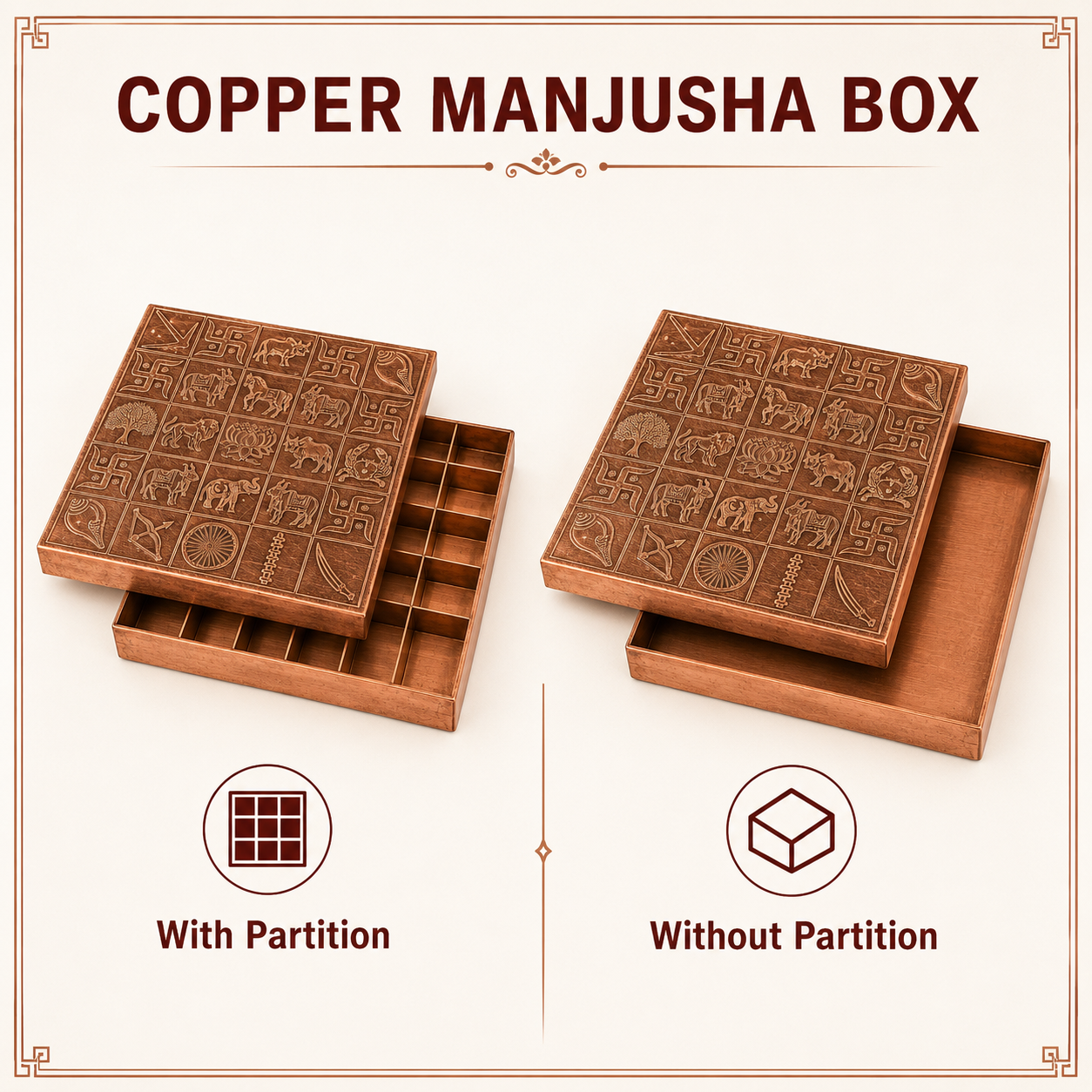 Pure Copper Manjusha Box | Vastu Remedy for Grid Correction & Energy Balancing | 6–9 Inch | 450–1100 g