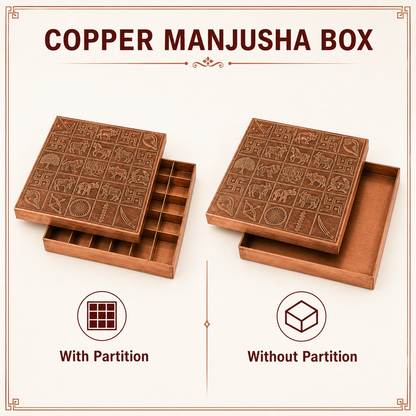 Pure Copper Manjusha Box | Vastu Remedy for Grid Correction & Energy Balancing | 6–9 Inch | 450–1100 g