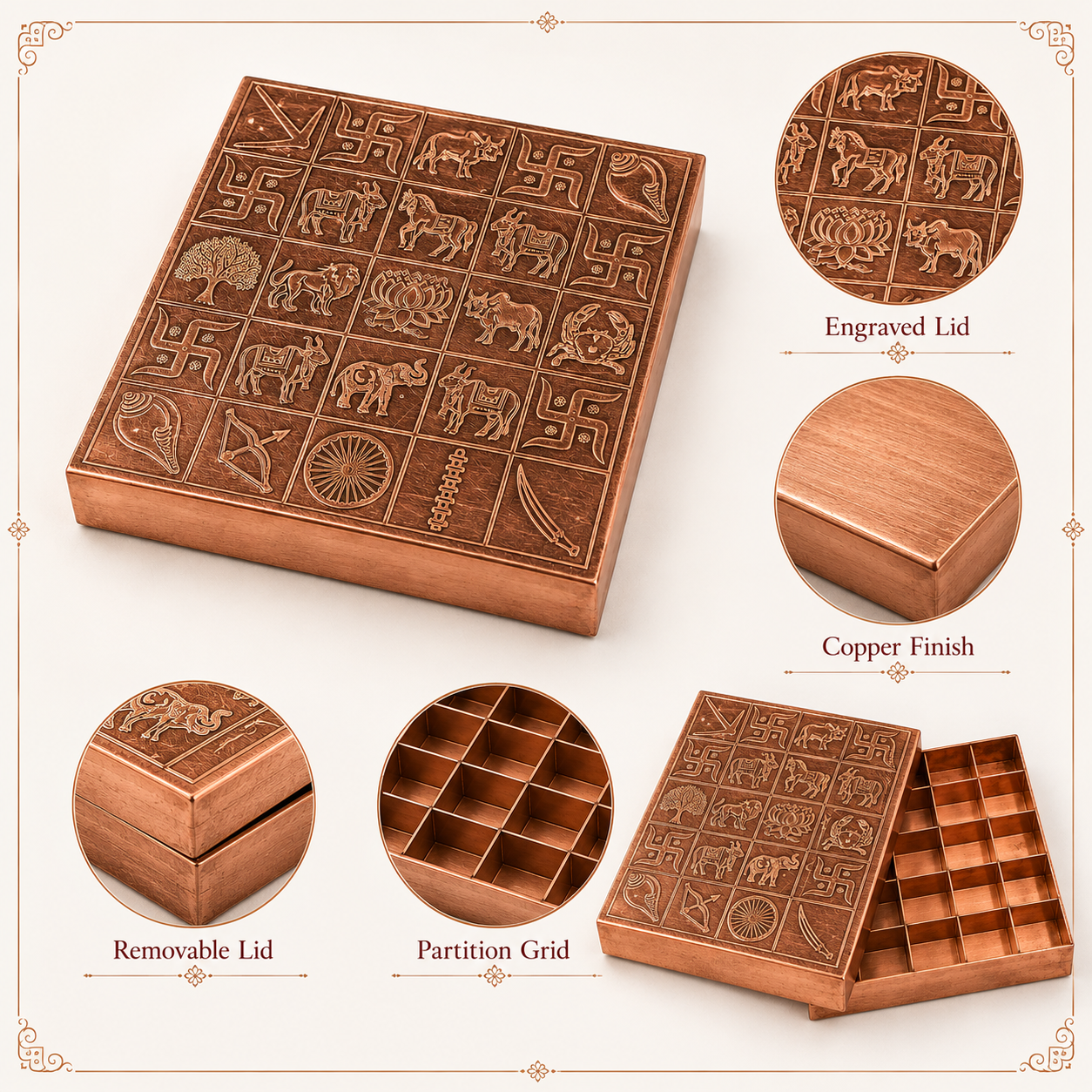 Pure Copper Manjusha Box | Vastu Remedy for Grid Correction & Energy Balancing | 6–9 Inch | 450–1100 g
