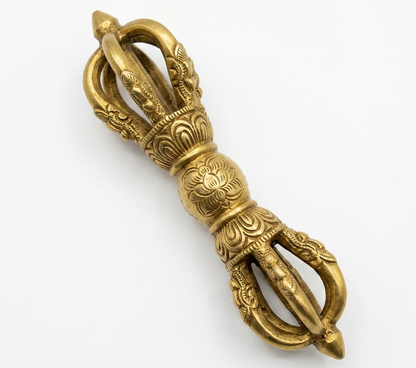 Pure Brass Vajra Idol on a white background