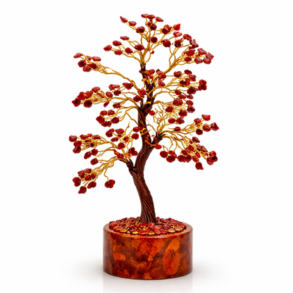 Red Jasper Crystal Tree on a white background