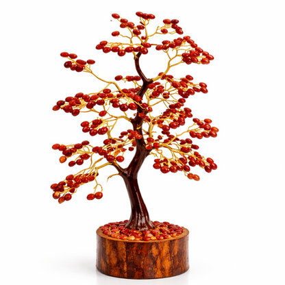 Red Jasper Crystal Tree with 600 Beads | 12 Inch Height on a white background